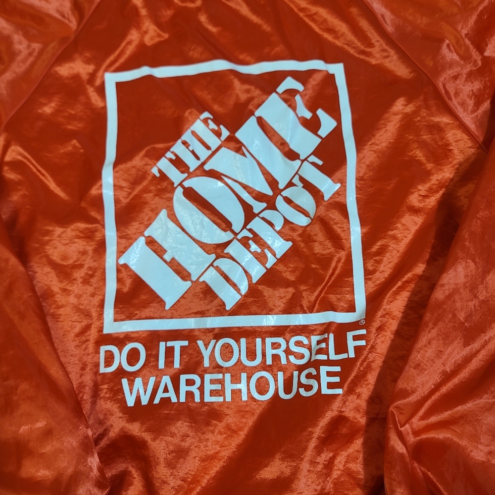 Vintage Home Depot Satin Varsity Jacket Men’s L Made in USA Orange Hartwell 90's - Picture 5 of 9
